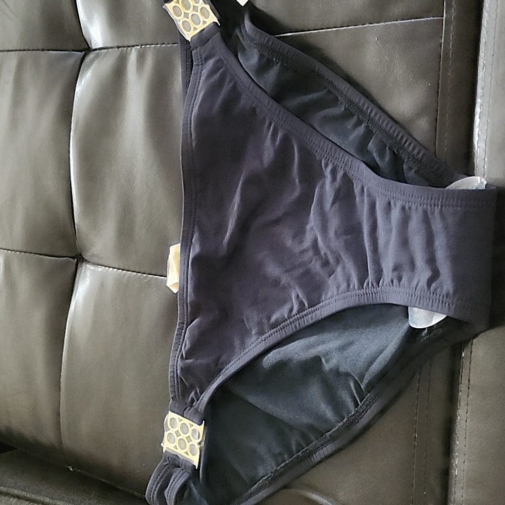 Swim n Sport Black Bikini Bottom with gold hardware